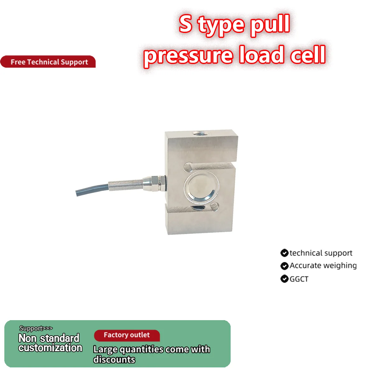 High Precision S-Type Load Cell 100kg-2t Tension Compression Sensor with Digital Weight Indicator Controller Relay Output