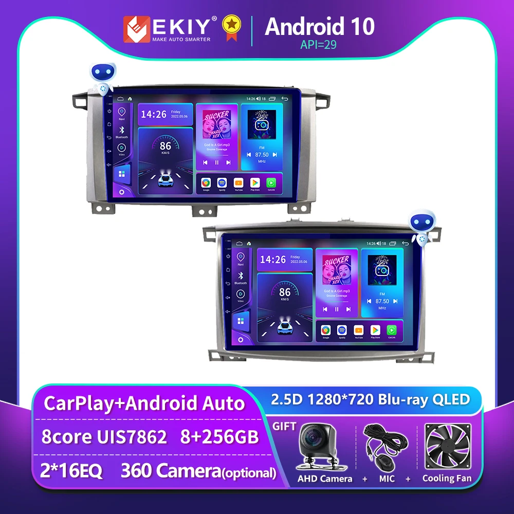 

EKIY T900 For Toyota Land Cruiser LC 100 2002-2007 For Lexus LX470 J100 2 II 2002-2007 Car Radio Multimedia Navi Android Carplay