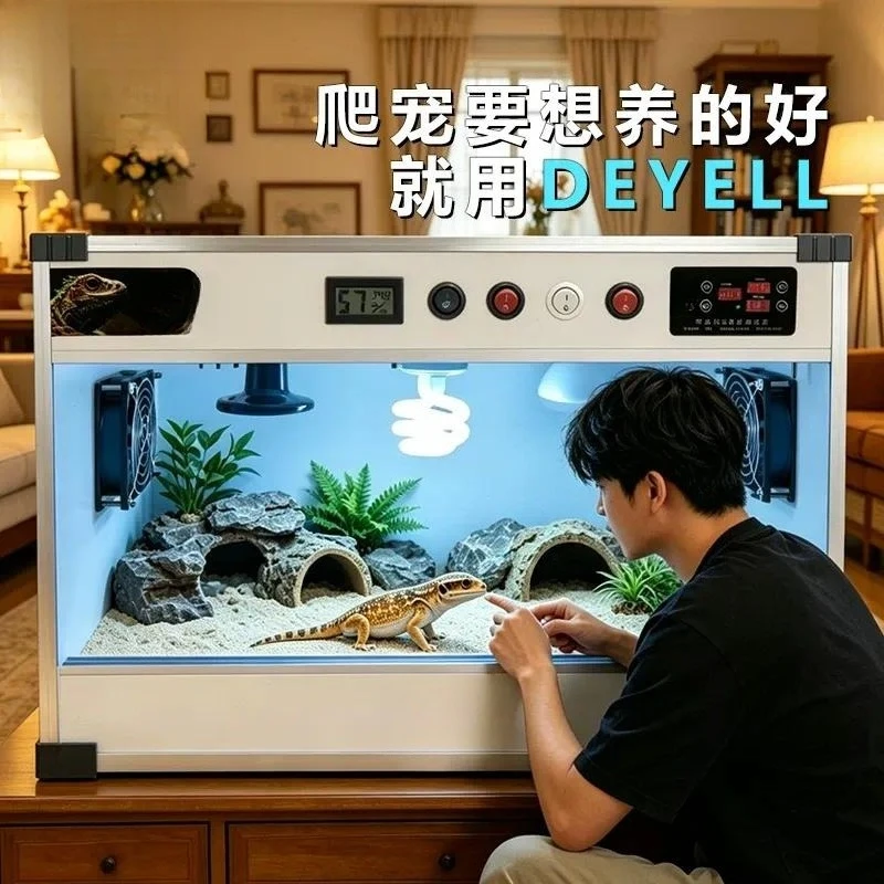 Climbing Pet Feeding Box PVC Tortoise Thermal Insulation Lizard Leopard Print Guardian Stone Dragon Corn Snake