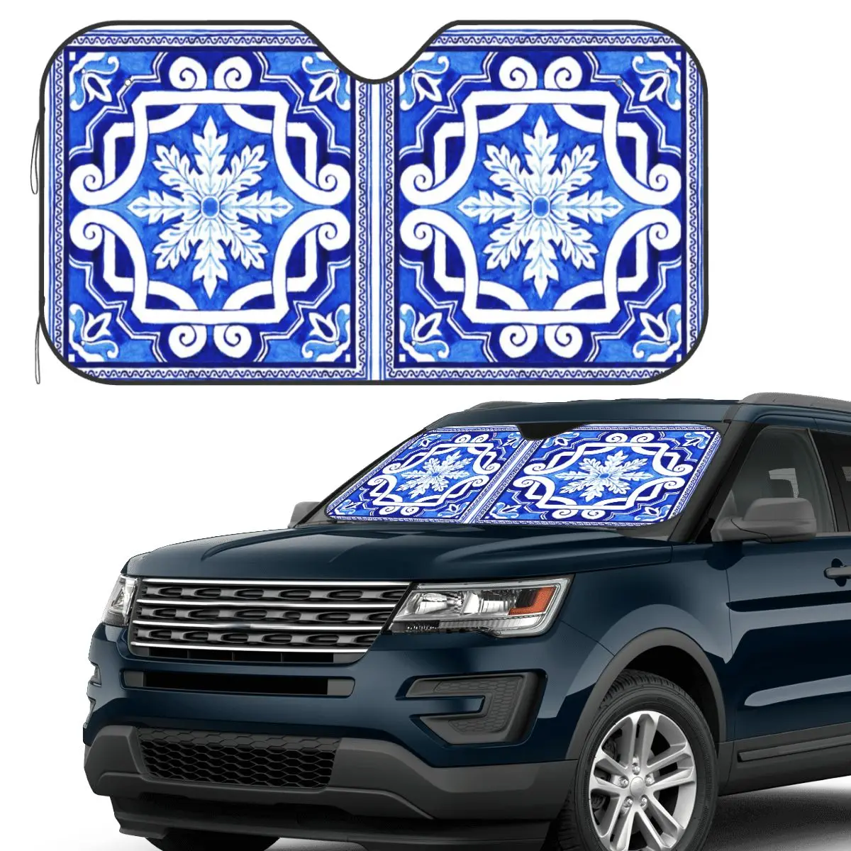 

Azulejo португальская плитка акварель рисунок солнцезащитный козырек лобовое стекло автомобиля переднее лобовое стекло окно солнцезащитный козырек аксессуары чехлы