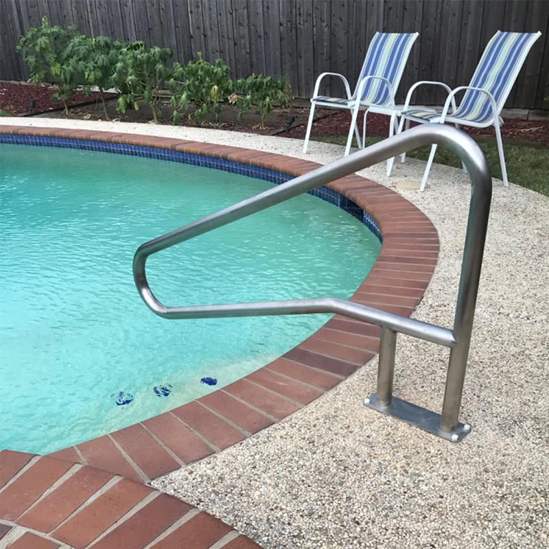 Modern Swimming Pool Handrail with Easy Mount Base Plate Rust Weatherproof Large Ladder Grab Rails for Pools & Spaspromote sales