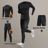 Men's Winter Running Set Fleece Lined Warm Base Layer Underwear Quick Dry Tight Fitness Skiing Training High Elasticity Innerwea
