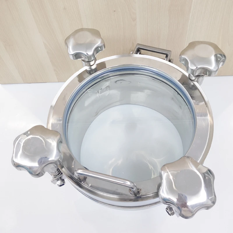 All-glass manhole stainless steel welded pressure sight glass round hand hole flange transparent window