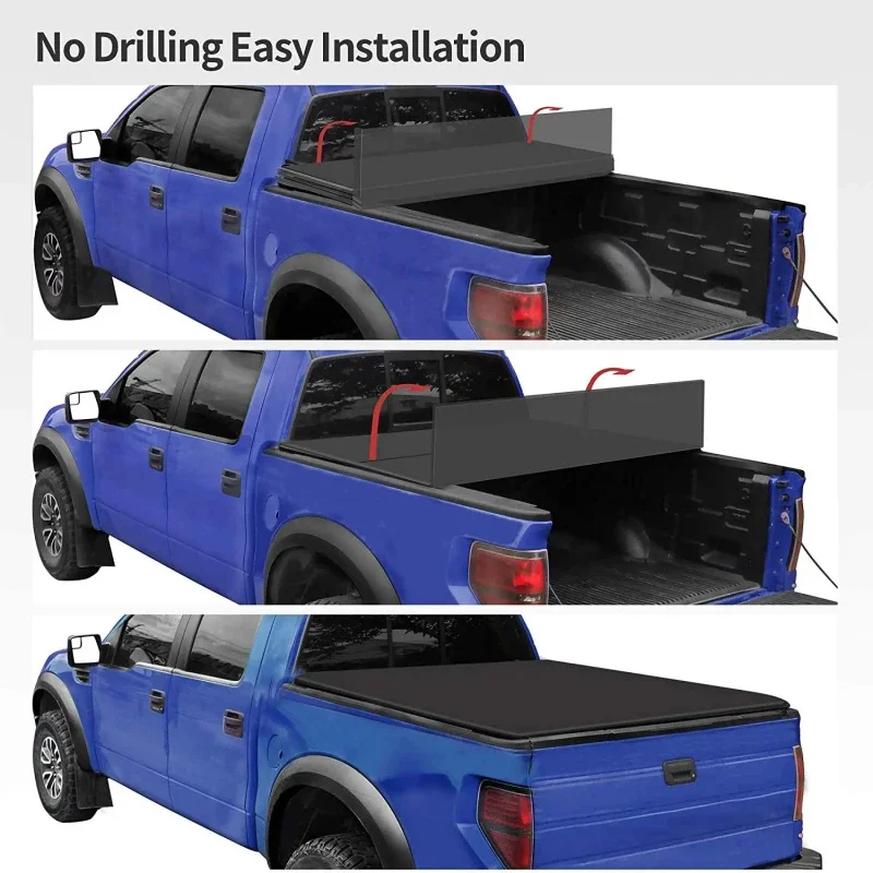 KQX Wholesale High Aluminum Tonneau Cover Flat Top for Ranger F150 RAM Tundra Pickup Truck Back Trunk Cover