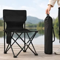Portable Folding Camping Chair Outdoor Fishing Picnic Beach Chair Oxford Cloth Seat with Side Pocket Lightweight Travel Chair