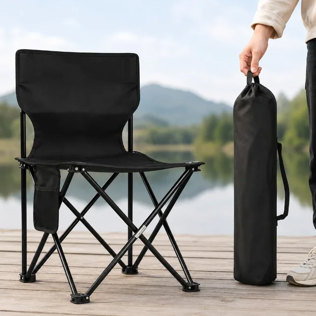 Portable Folding Camping Chair Outdoor Fishing Picnic Beach Chair Oxford Cloth Seat with Side Pocket Lightweight Travel Chair
