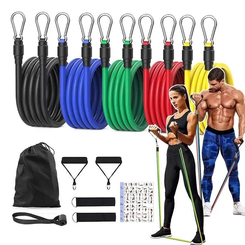 Set of Expanders 11 In 1 Fitness Elastic Bands Trainer For Body Arms Legs Horizontal Bar Sports Harness Rubber Resistance Bands