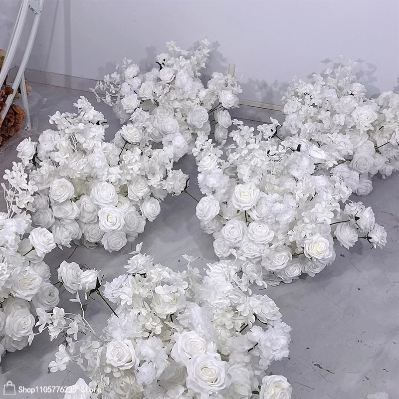 Weiße Künstliche Rosenblumenkugel, Blumenarrangement, Hochzeitstisch-Mittelstück, Party-Bankett-Dekoration, Gang-Dekoration, Veranstaltungsdekoration – Detail 2