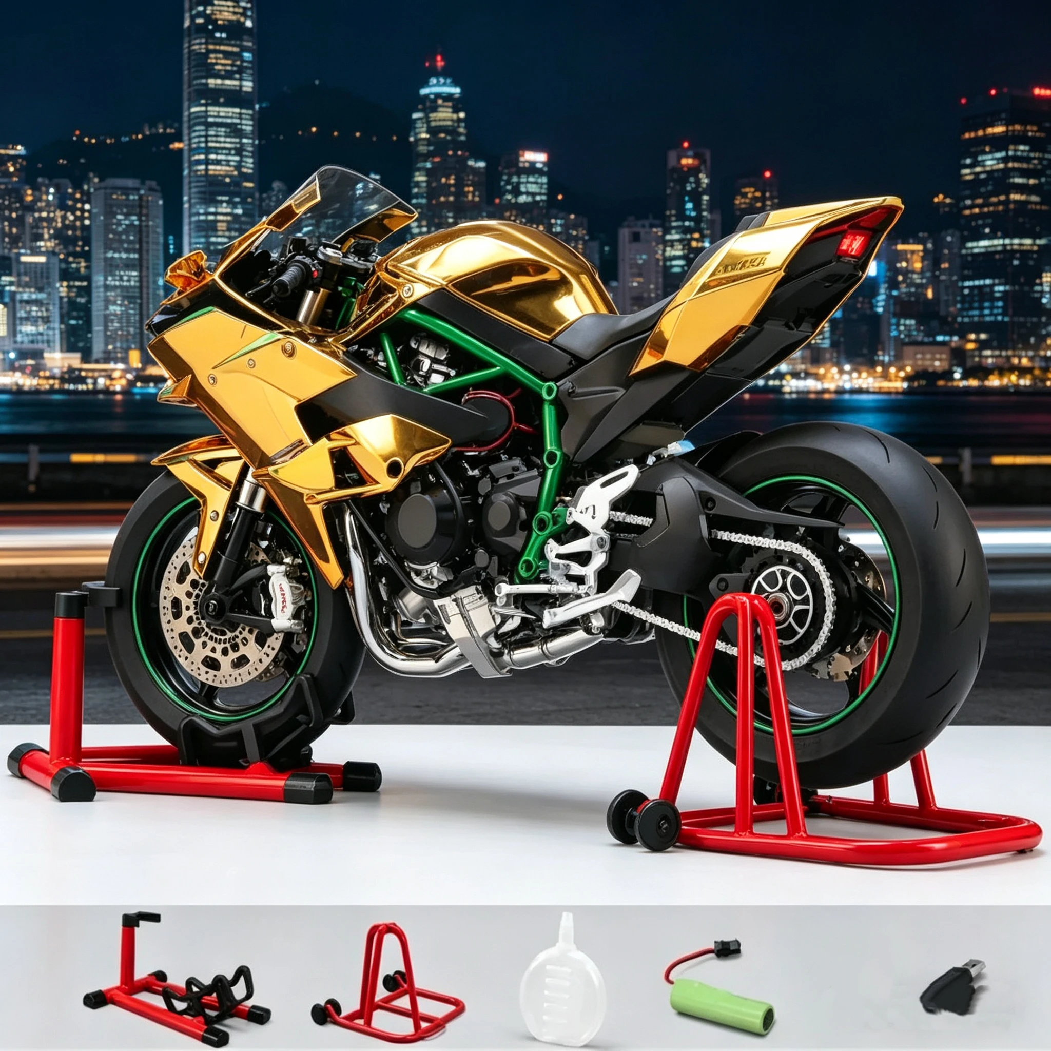 

Модель гоночного мотоцикла Kawasaki Ninja H2R из сплава 1:6 со звуковыми и световыми эффектами, коллекционная игрушка-подарок для мальчиков и детей.