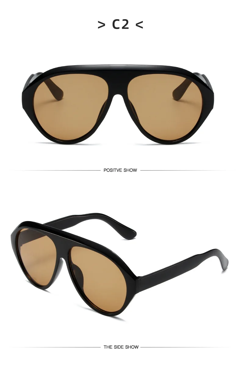 Übergroße Goggle-Sonnenbrille 2024 Damen Marken-Trend Sonnenbrille mit gelben Gläsern Herren Großrahmige Trend-Sonnenbrille UV400 802086 – Detail 16