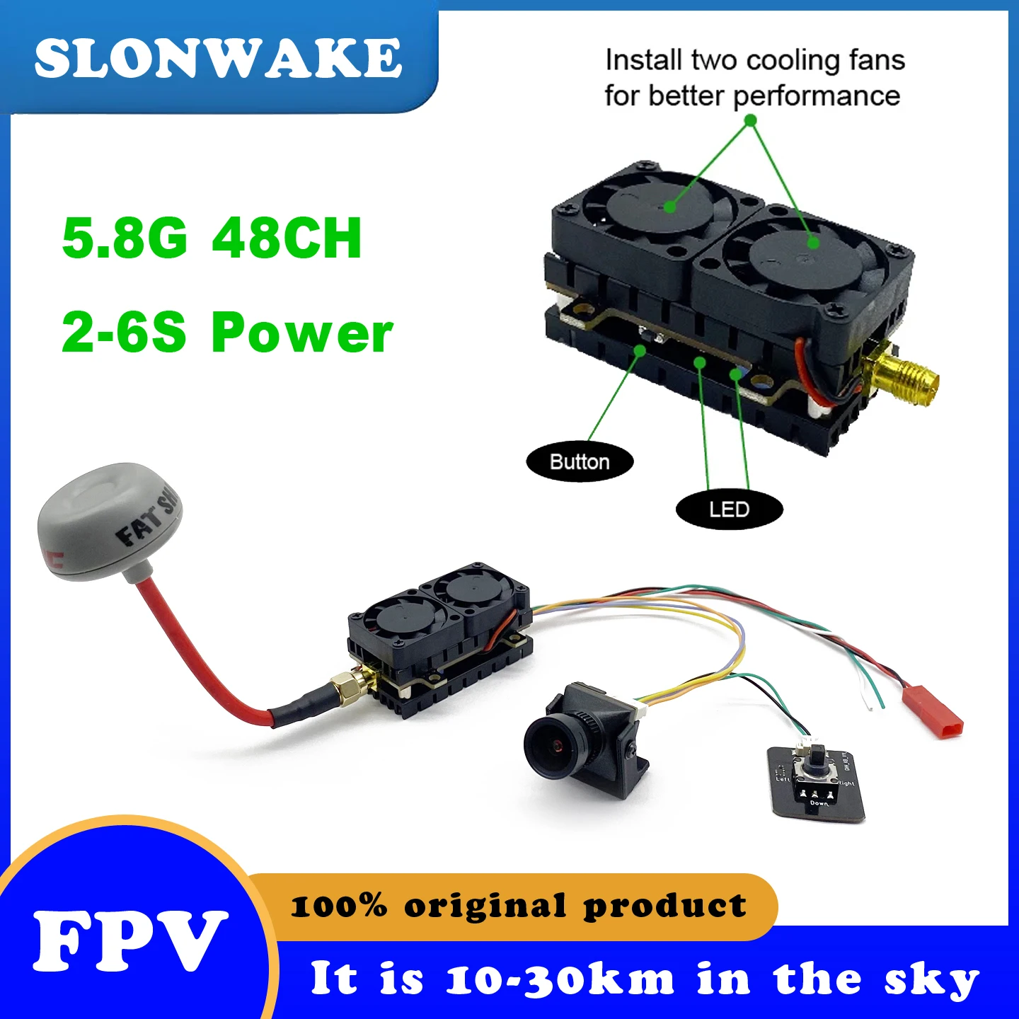 FPV 5.8G 5.5W VTX Zendermodule 48CH 30KM lange afstand + 1800TVL rechte camera en UVC Ontvanger OTG voor VR Android Telefoon