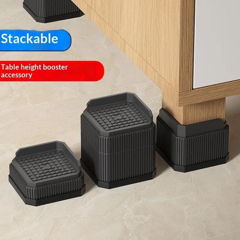 *Adjustable-Height Square Furniture Risers: High Load-Bearing, Triple Anti-Slip, Ideal For Sofa, Table And Chair Leg Protection