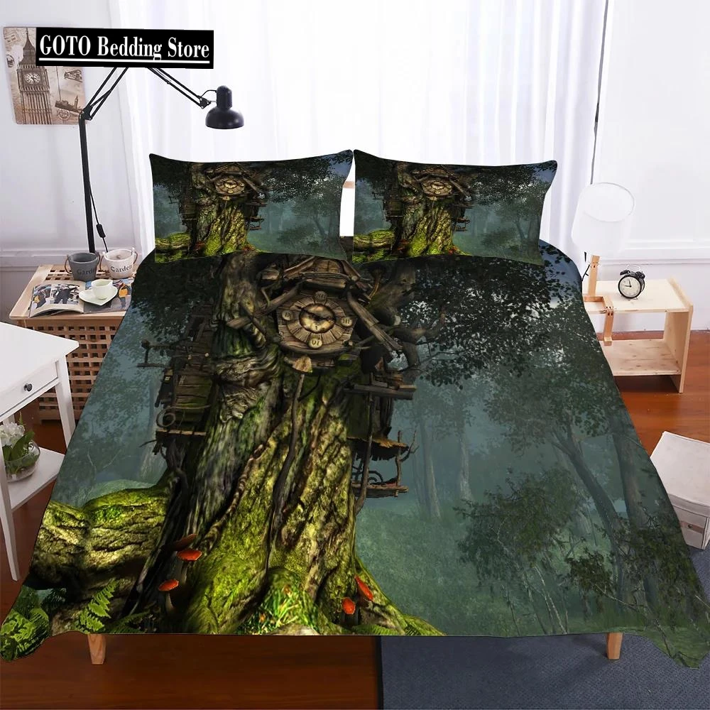 

Pastoral Bedding Sets 3d Duvet Cover Set 2/3pcs Bedroom Comforter Set Reactive Printing Forest, Lowers Scenery Bedlinens 3pcs