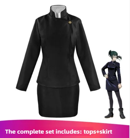 

Anime Maki Zenin Cosplay Costume Black Jacket Wrap-arond Skirt Full Uniform Set College-Style uniform Halloween Party for Women