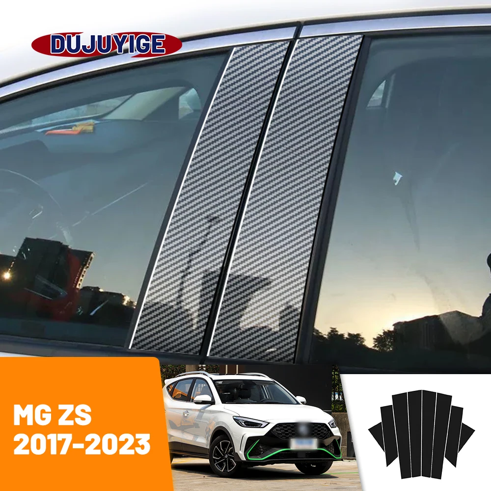 

For MG ZS 2017-2023 2018 2019 2020 2021 2022 Carbon Fiber Window Door Column Deal B C Pillar Post Cover Trim Sticker