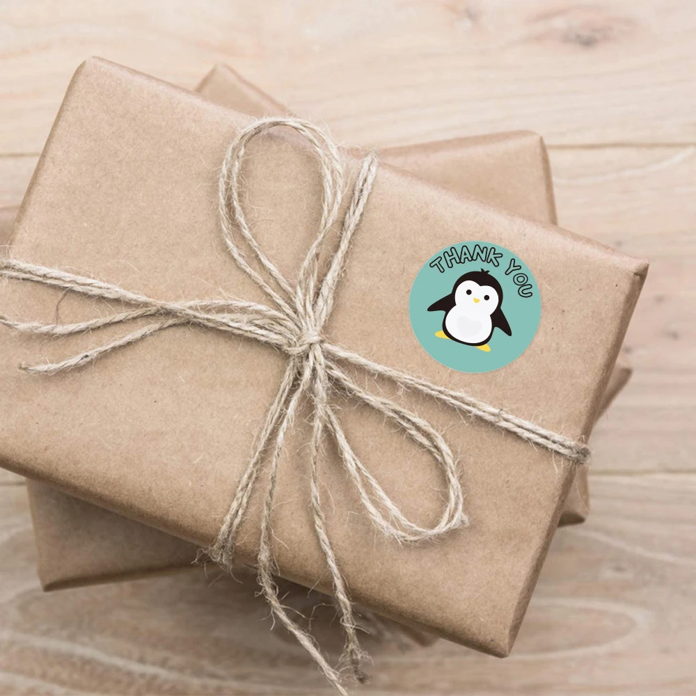 100-500pcs Cute Cartoon Penguin Stickers Thank You Sticker Children Reward Encourage Scrapbooking Decorative Stationery Stickers