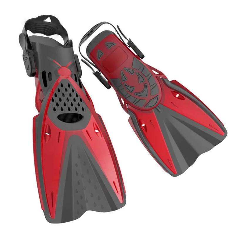 2025 Professional Red Black Snorkeling Diving Swimming Fins Adjustable Short Adult Portable Diving Flippers Men Water Shoes