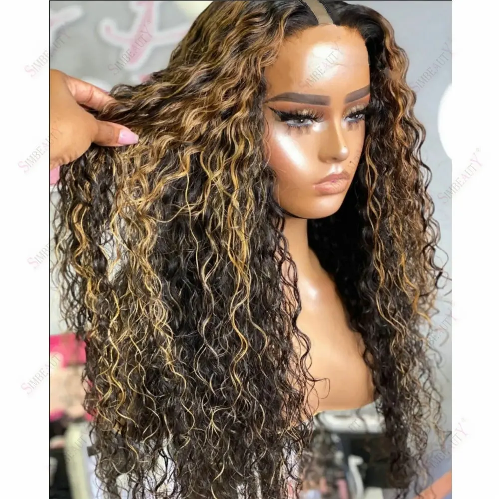 250Density Glueless Honigbraune Highlights 1x4 U-Part Echthaarperücken, verstellbare 1x4-Größe V-Part Perücken für schwarze Frauen, einfach zu tragen – Detail 3