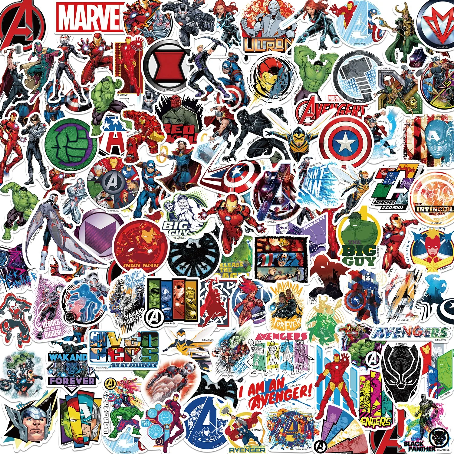 50/100Pcs Disney The Avengers Marvel Stickers for Laptop Phone Snowboard Luggage Fridge DIY Decal Kid Toy Graffiti Sticker Gift