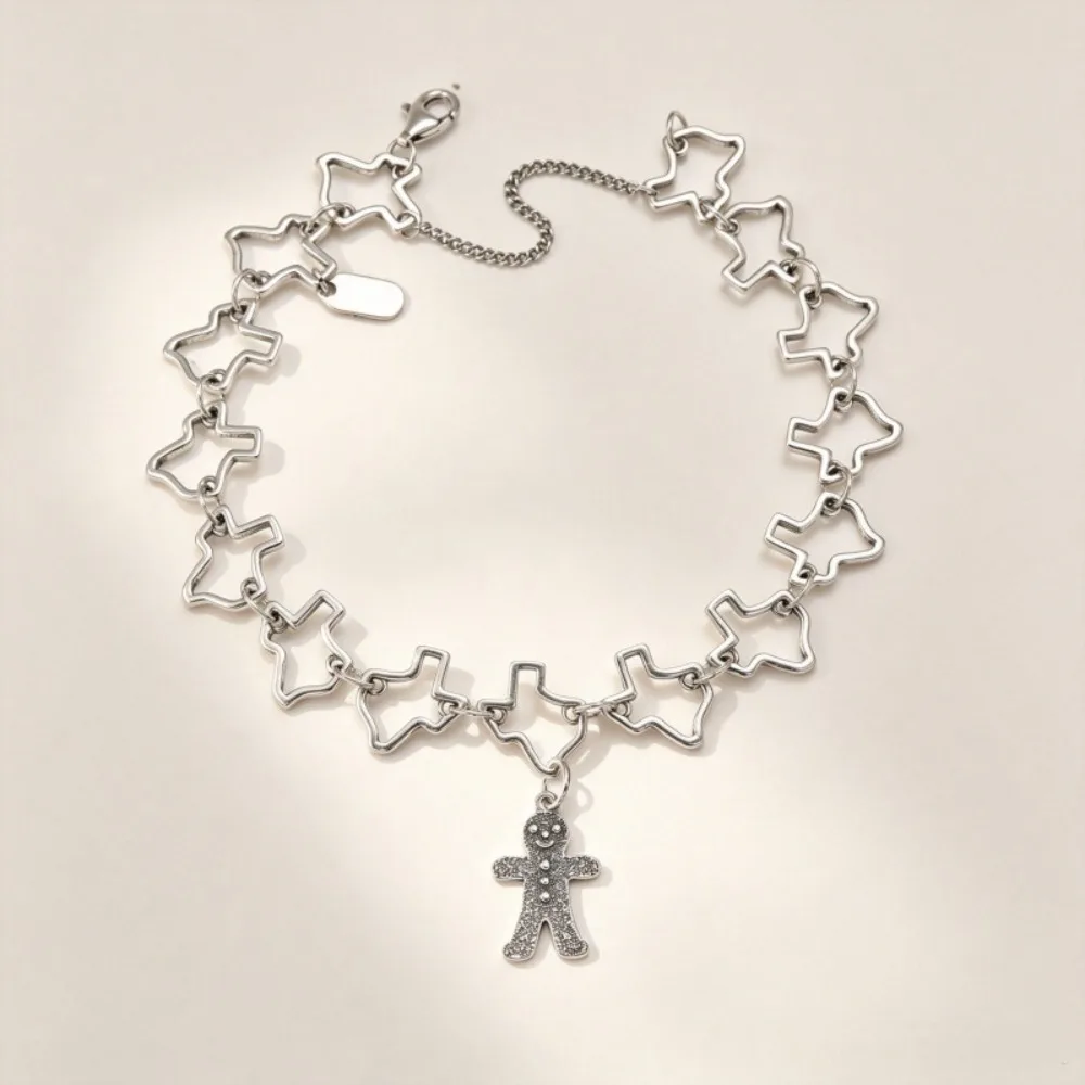 S925 Silver Tone Hollow Star Heart Link Chain Bracelet Mix Style Multi-Charms Wrist Bracelet Punk Fashion Jewelry