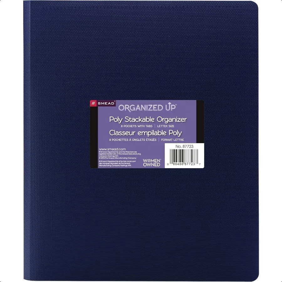 Организованный органайзер с несколькими карманами, восемь карманов, размер буквы, темно-синий