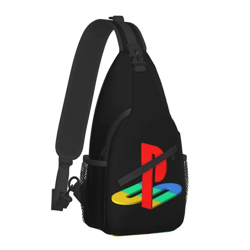 Classic Video Game Logo Sling Crossbody Backpack Men Custom Controller Buttons Chest Shoulder Bag for Travel Hiking Daypack