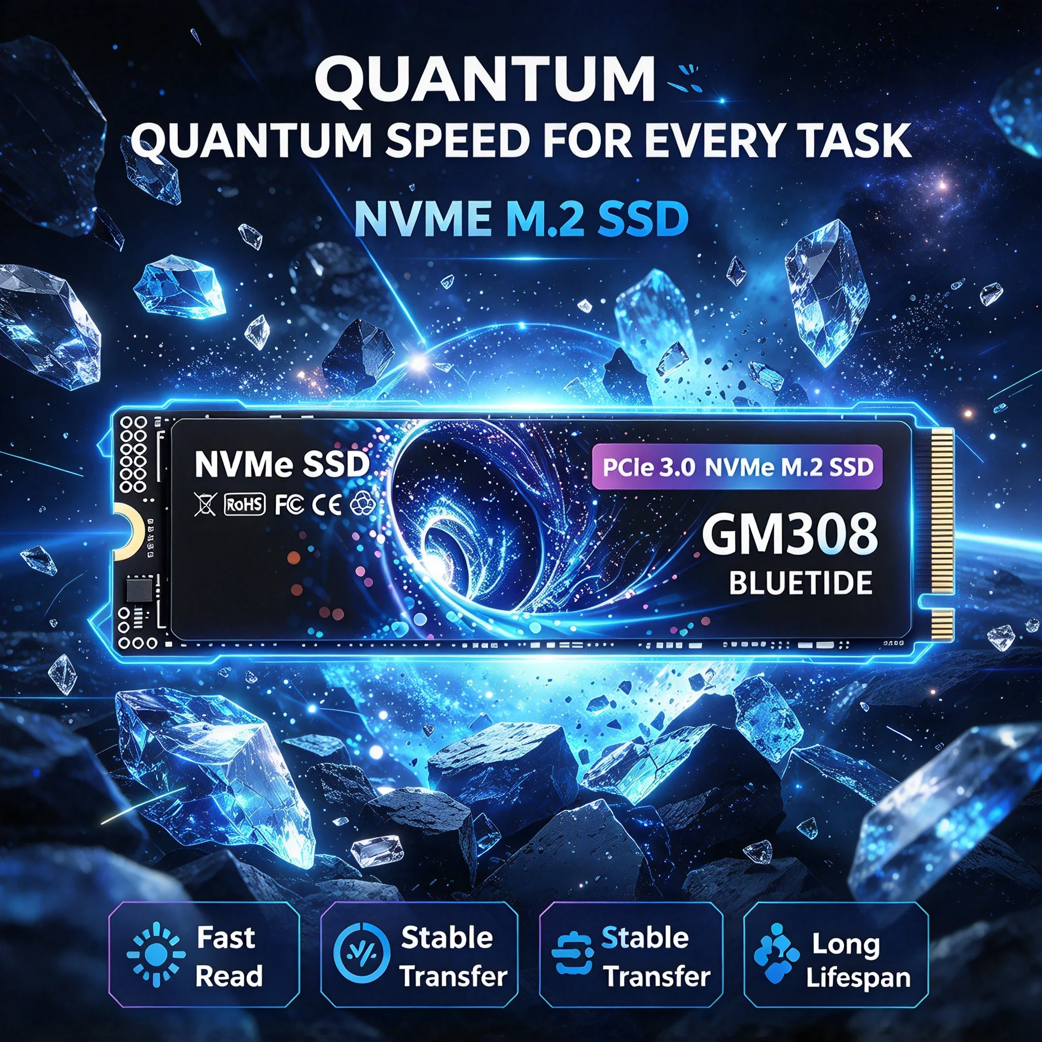 GM308 M.2 NVMe Inside Solid State Drive, 4TB/500GB/1TB/2TB, Quick Transfer Storage, PC, Gaming, Desktop, Laptop. Prime Boost.