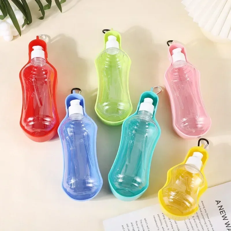 250/500mL Portable Dog Bottle Folding Dispenser Plastic Bottle Pet Outdoor Travel Dog Water Dispenser Bowl