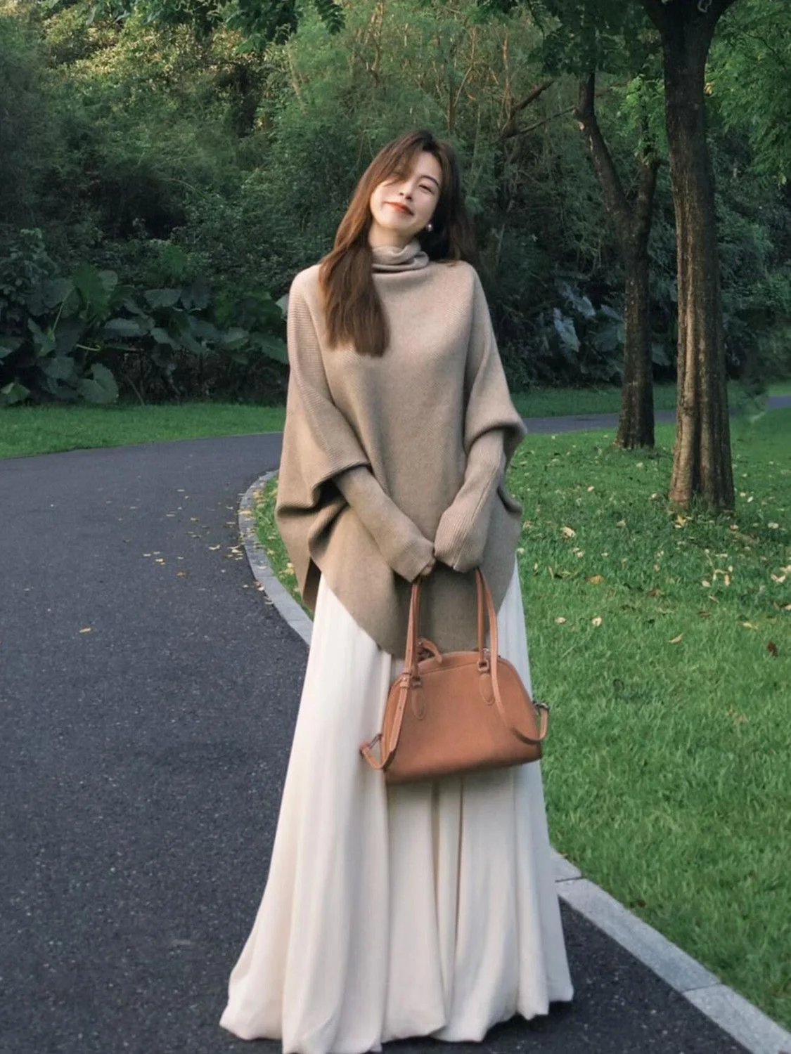Autumn Winter New Style Lazy Fairy High Neck Knitted Top And Pants Set Gentle Zen Style Fashionable Asymmetrical Design Women...