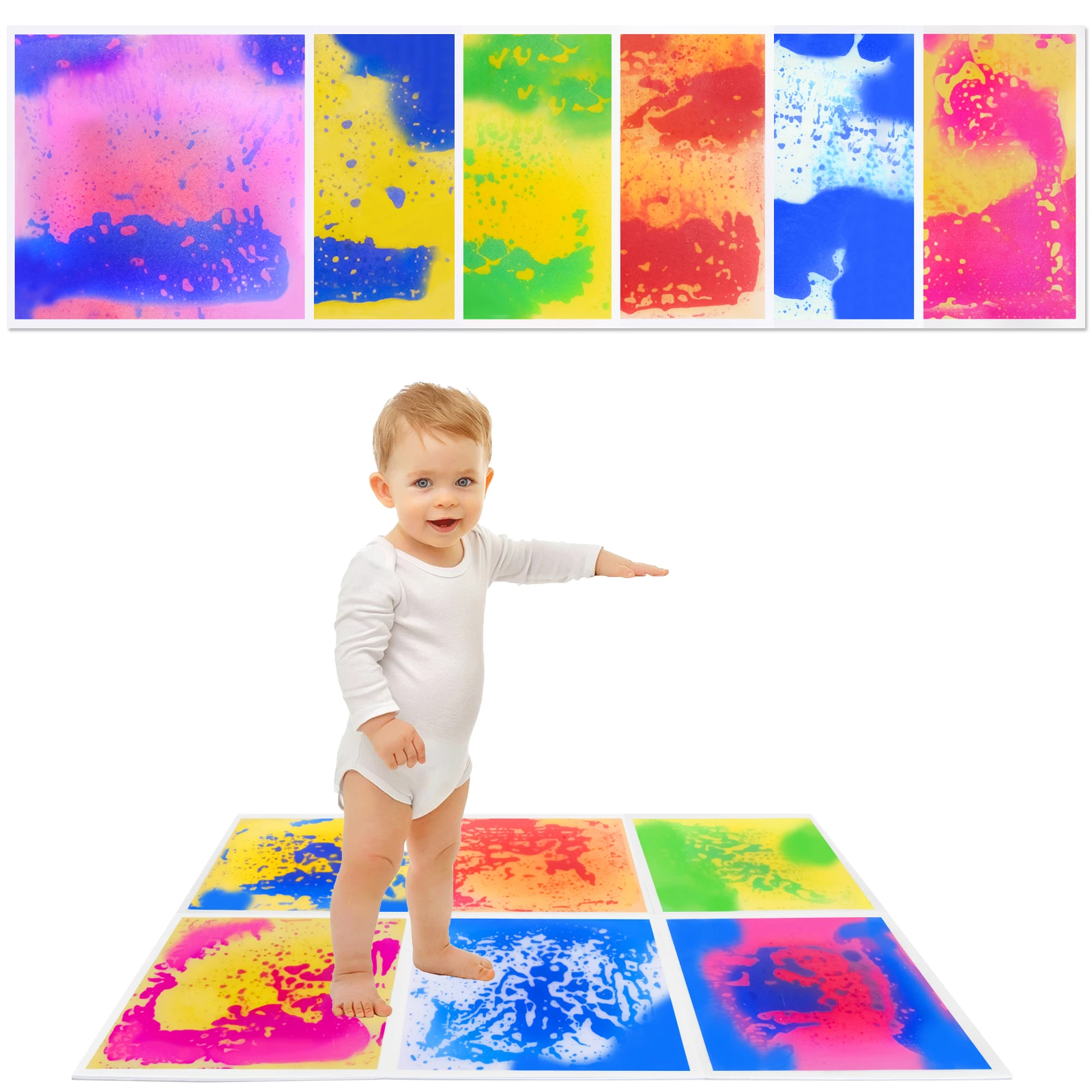 

6PCSToddler Sensory Play Mat Set Baby Gym Textured Floor Tiles Waterproof Liquid Resistant Children Playtime & Learning Base Mat