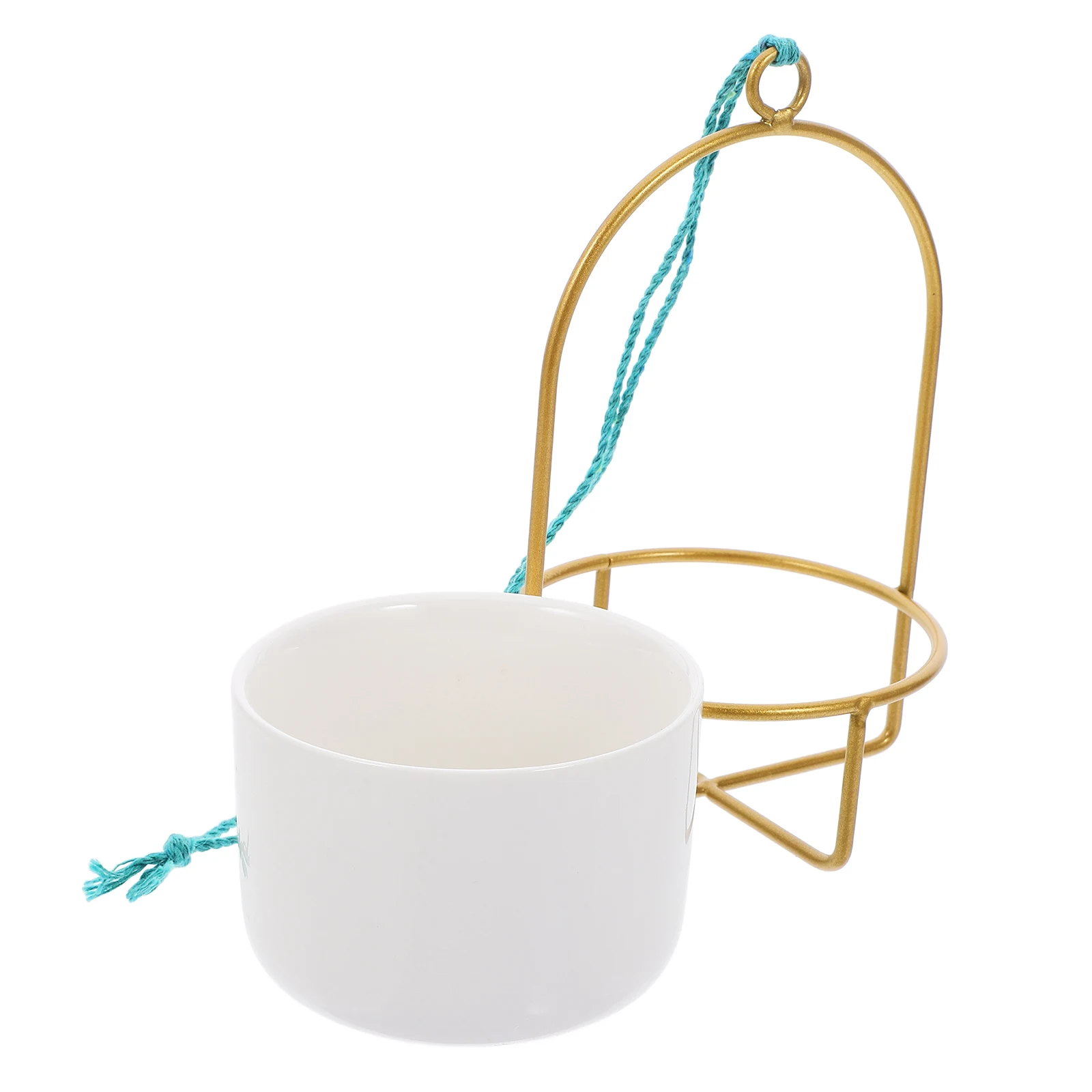 

1Set Ceramic Iron Flower Pot Wall Hanging Decor Golden Frame White Flowerpot Home Decoration Creative Chic Chic Flower Pot