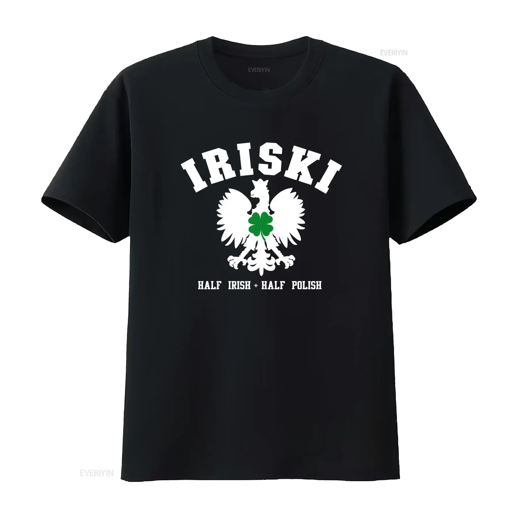 Half Irish Polish T Shirt IRISKI Eagle Cultural Heritage Dual Ancestry Unique Funny  vintage Washed homme Versatile Stretched