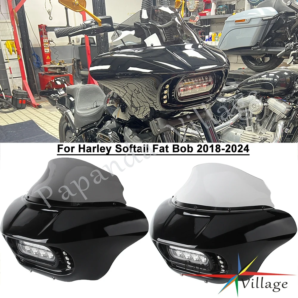 

Motorcycle Front Headlight Fairing Windshield Headlamp Windscreen Wind Deflector For Harley Softail Fat Bob 114 FXFBS FXFB 18-24