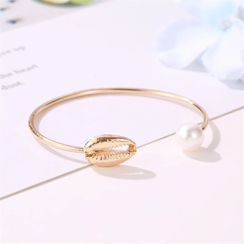 1pc trend ige Muschel Perle Armreif für Frauen Mode Muschel Charme verstellbare Armband Schmuck Freundinnen Party Geschenke Trend