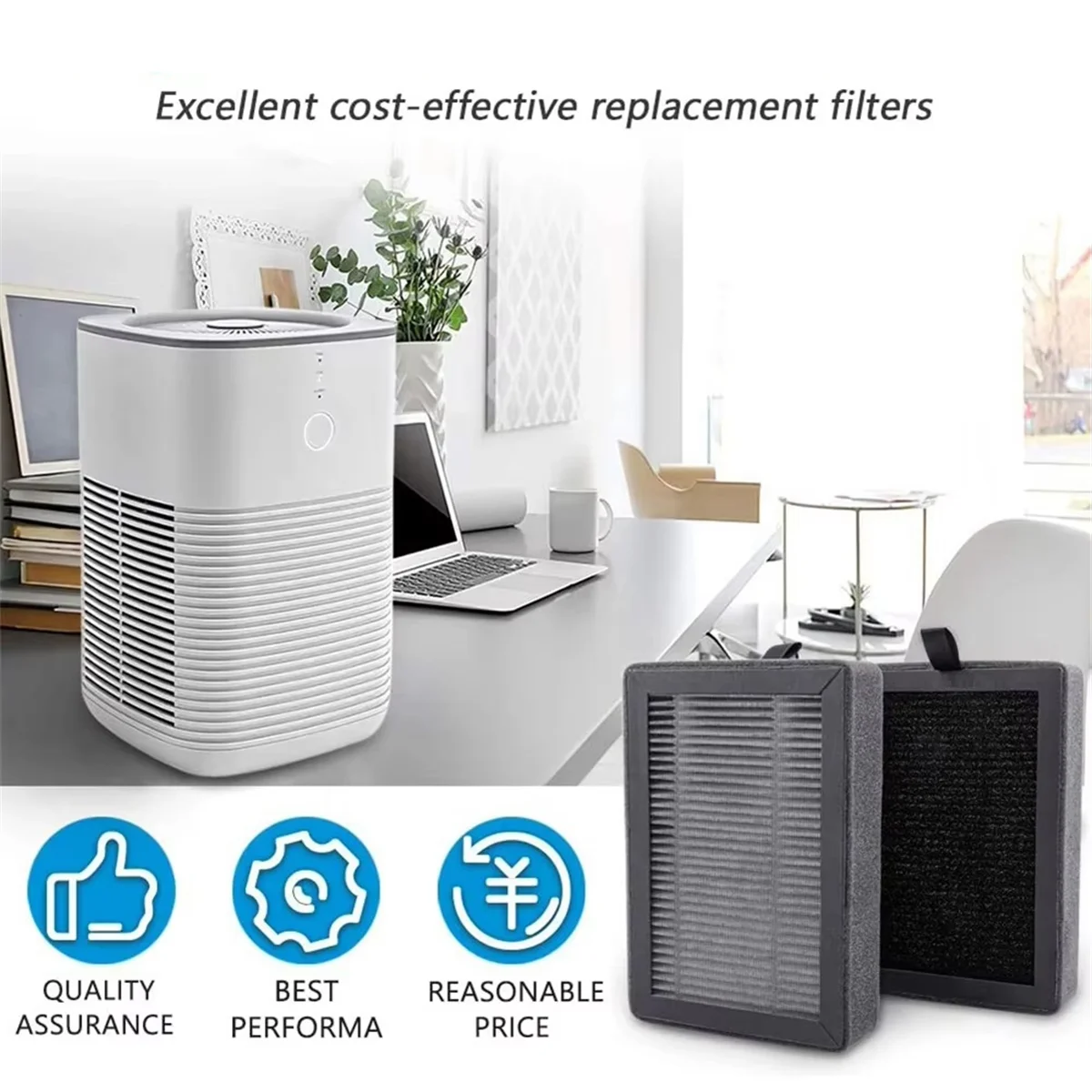 Filtro de repuesto ABKR LV-H128 Compatible con purificador de aire LEVOIT LV-H128, filtro de repuesto HEPA verdadero LV-H128 H13, paquete de 4