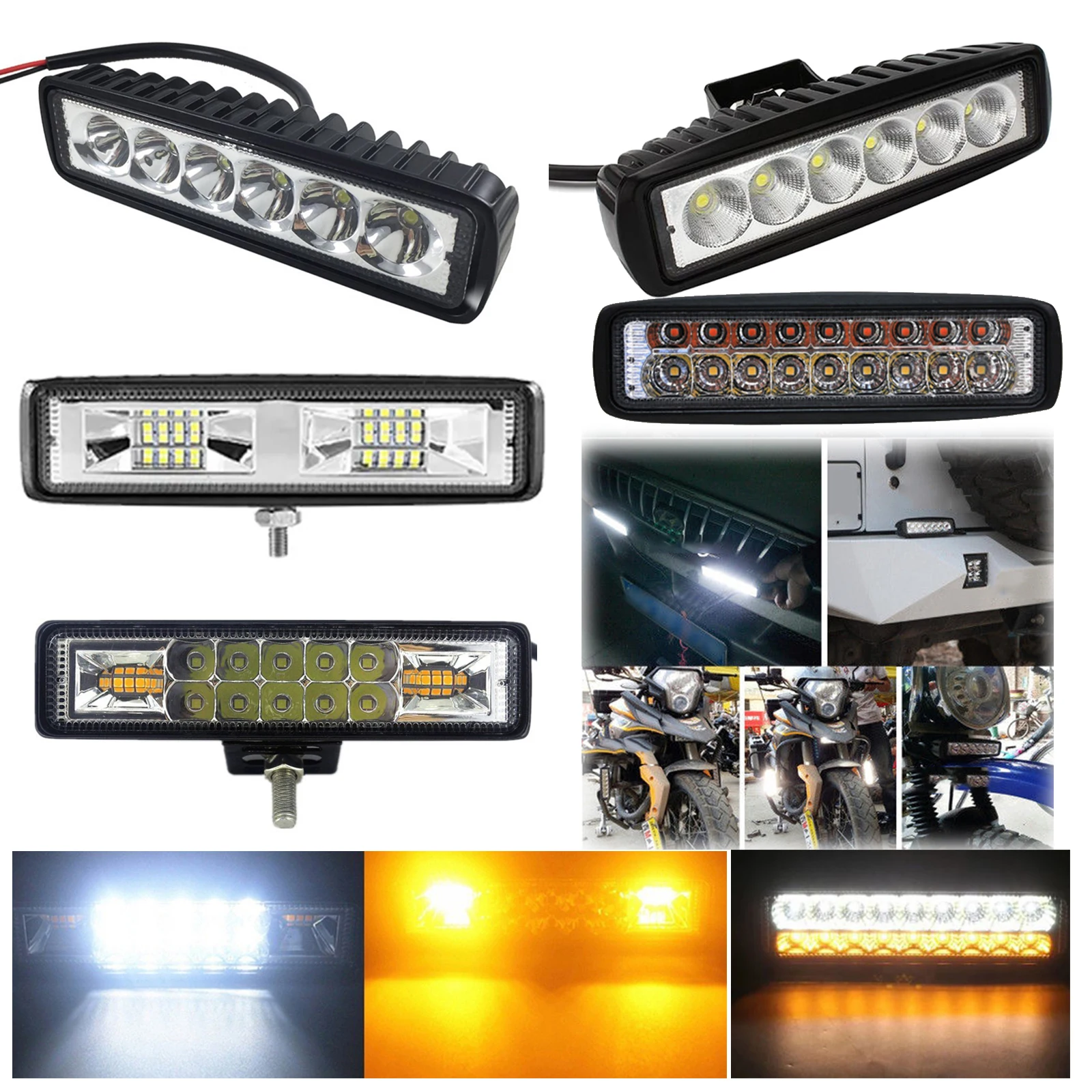 6 inch Led Light Bar LED Headlights LED Work Light Driving Lamp For Auto Motorcycle Truck Boat Tractor Trailer Offroad 12V-24V