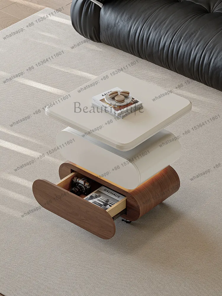 Simple and modern liftable mobile with wheels, folding sofa edge in living room