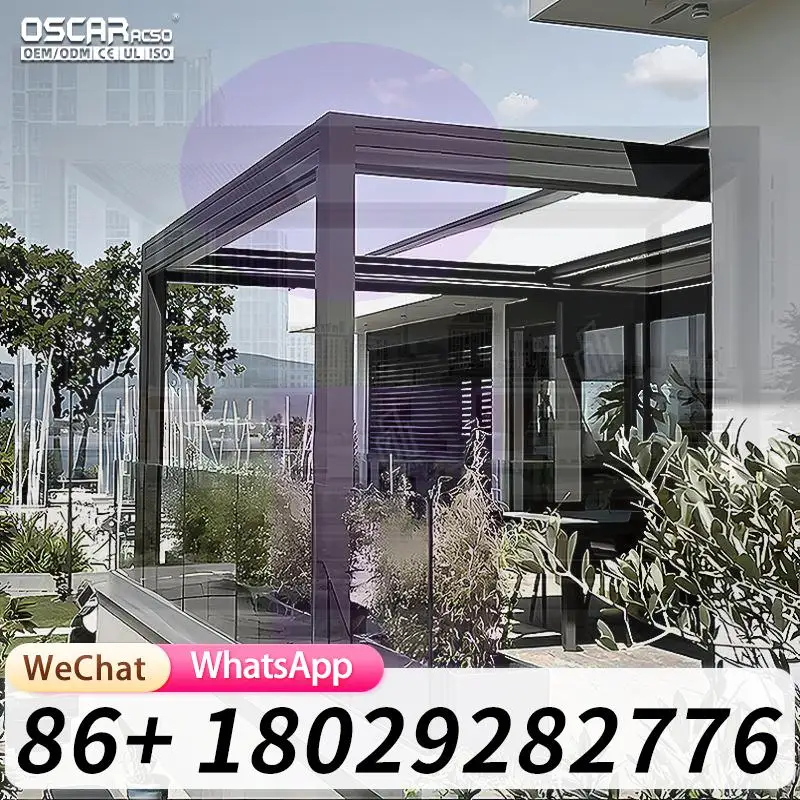 

12X16 Galvanized Steel Modern Pergola with LED Light Louvered Roof Bioclimatic Pressure Nature Style for Garden Patio Backyard p