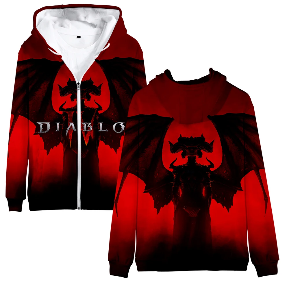 Game Diablo IV Hoodie Long Sleeve Women Men Zipper Sweatshirt 2023 New Harajuku Streetwear 3D Clothes