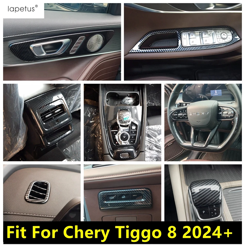 

Carbon Fiber Steering Wheel / Gear Shift Panel / Head Light / Window Lift Cover Trim For Chery Tiggo 8 2024 2025 ABS Accessories