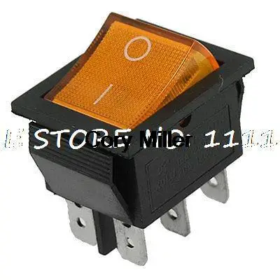 AC 15A/250V 20A/125V 6 Pin DPDT On-On 2 Position Boat Rocker Switch Orange Light