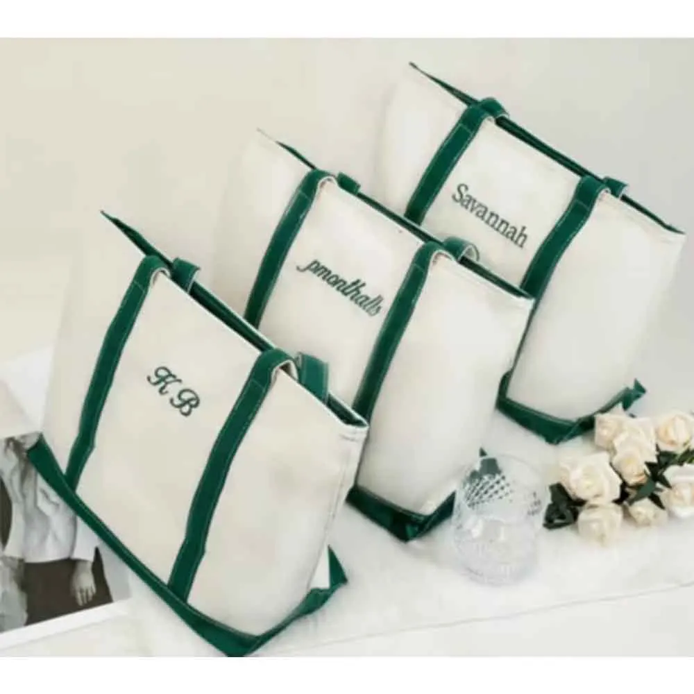 Embroidered Tote Bag, Custom Canvas Tote Bag, Boat Tote, Beach Bag, Personalized Bridesmaid Gifts,Party Gifts