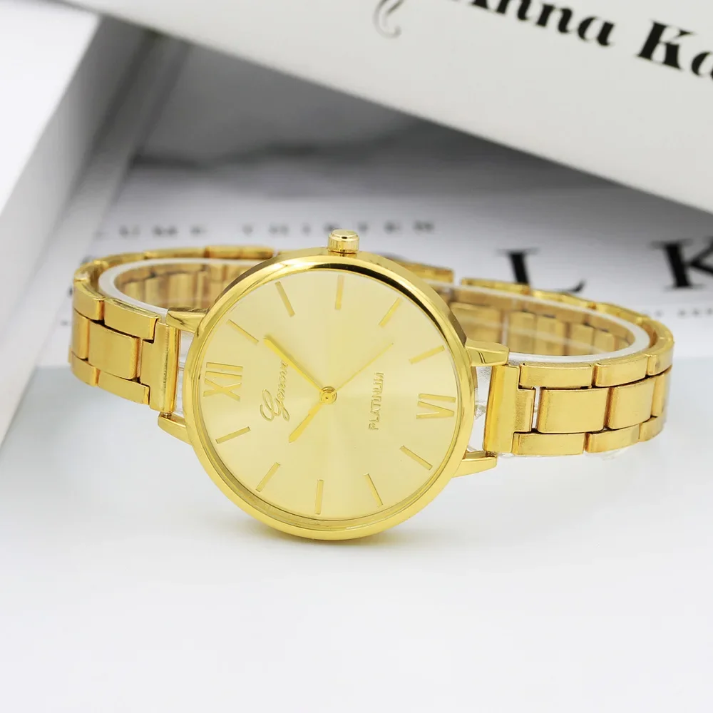 Reloj de pulsera para Mujer, Relojes dorados con correa pequeña, Relojes de cuarzo para ocio, reloj de pulsera Popular, reloj elegante para Mujer