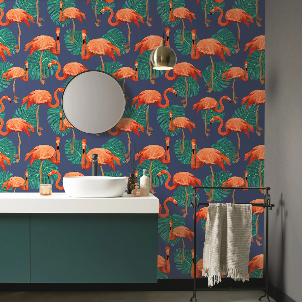 

Наклейка на стену из ПВХ с фламинго 45 см, водонепроницаемая, противообрастающая, Autohesion, предметы домашнего декора, украшение для спальни, клейкие настенные обои Sel