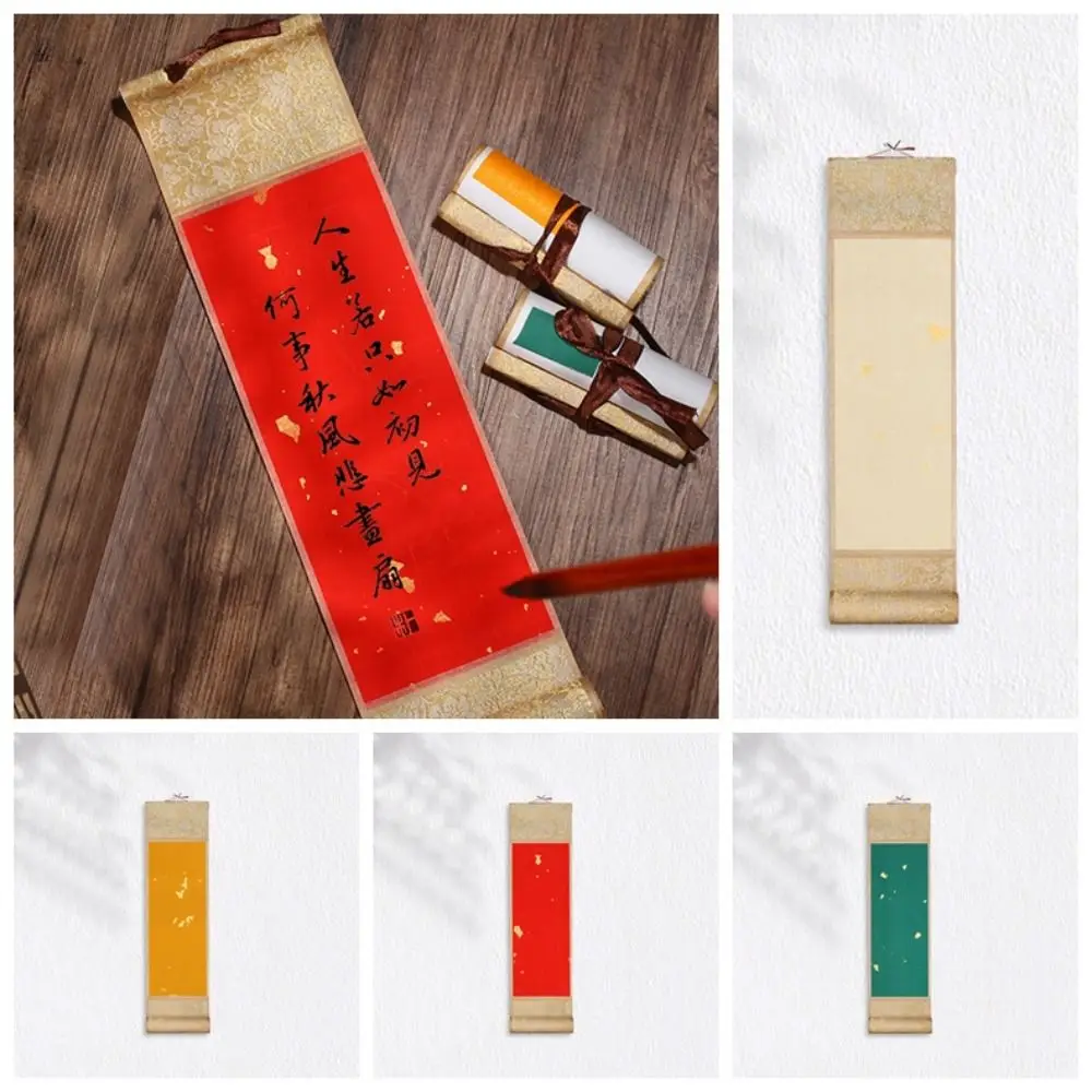 Painting Drawing Paper Gilded Rice Paper Scroll Blank Hanging Scroll Chinese Style Mini Batik Trumpet Scroll Self-made Gifts