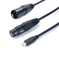 USB Type C To XLR Adapter Type C Male to 3 Pin XLR Female Microphone Cable Cord Connector Computer Audio Data Cable Adapter