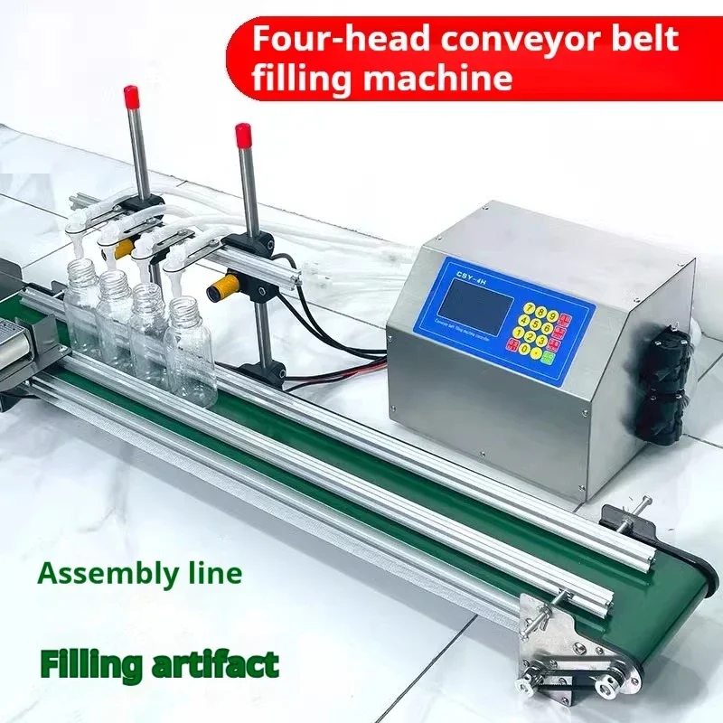 Automatic Four-head Liquid Ffilling Machine Small Conveyor Belt Juice Bottle Filling Machine.