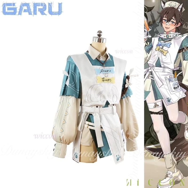 هالوين كرنفال لعبة Garu تأثيري الإنسان مثل الذئب شيطان براون شعر مستعار قصير disfraz الأخضر الأبيض ممرضة الزي تأثيري حلي Se