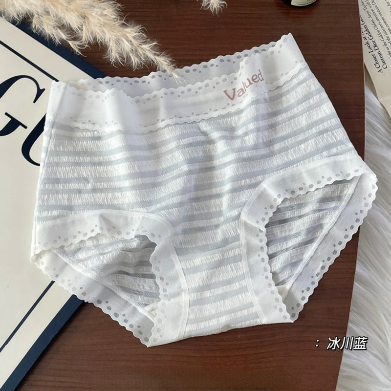 

Japanese Striped Underwear for Women, Sweet Waist, Seamless Mulberry Silk, Comfortable and Breathable Lace for Girls