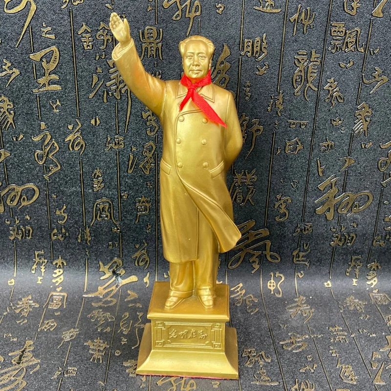 Artwork Chairman Mao Bronze Statue Waving Brass Full Body Standing Statue Light in Front Character Chinese Style Home Craft Orna